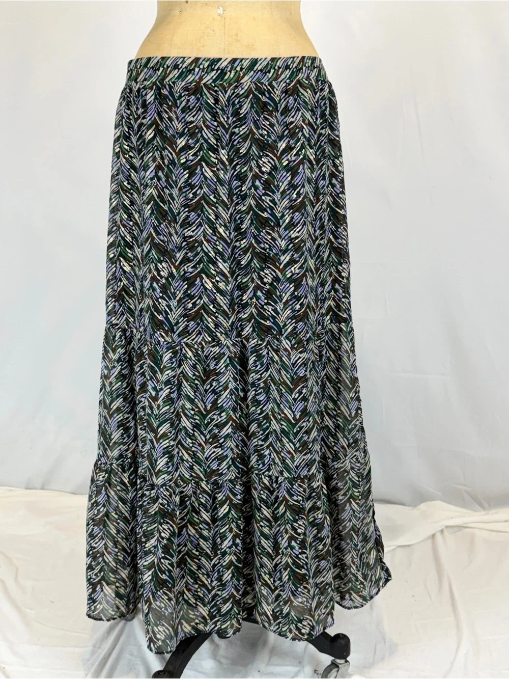 Multicolor earthy skirt long maxi elastic pull on waist plus size abstract artsy